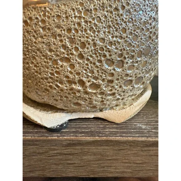 Textured Ceramic Planter with Saucer - Picture 9 of 10